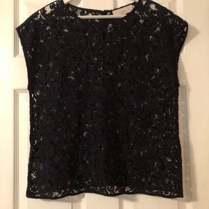 LOFT navy lace top size L